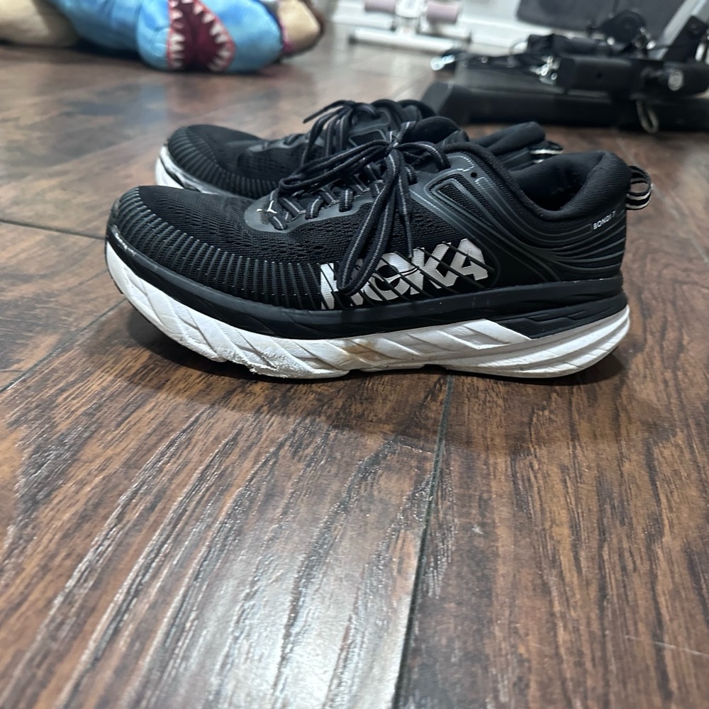 Hoka Black and White Athletic Sneakers